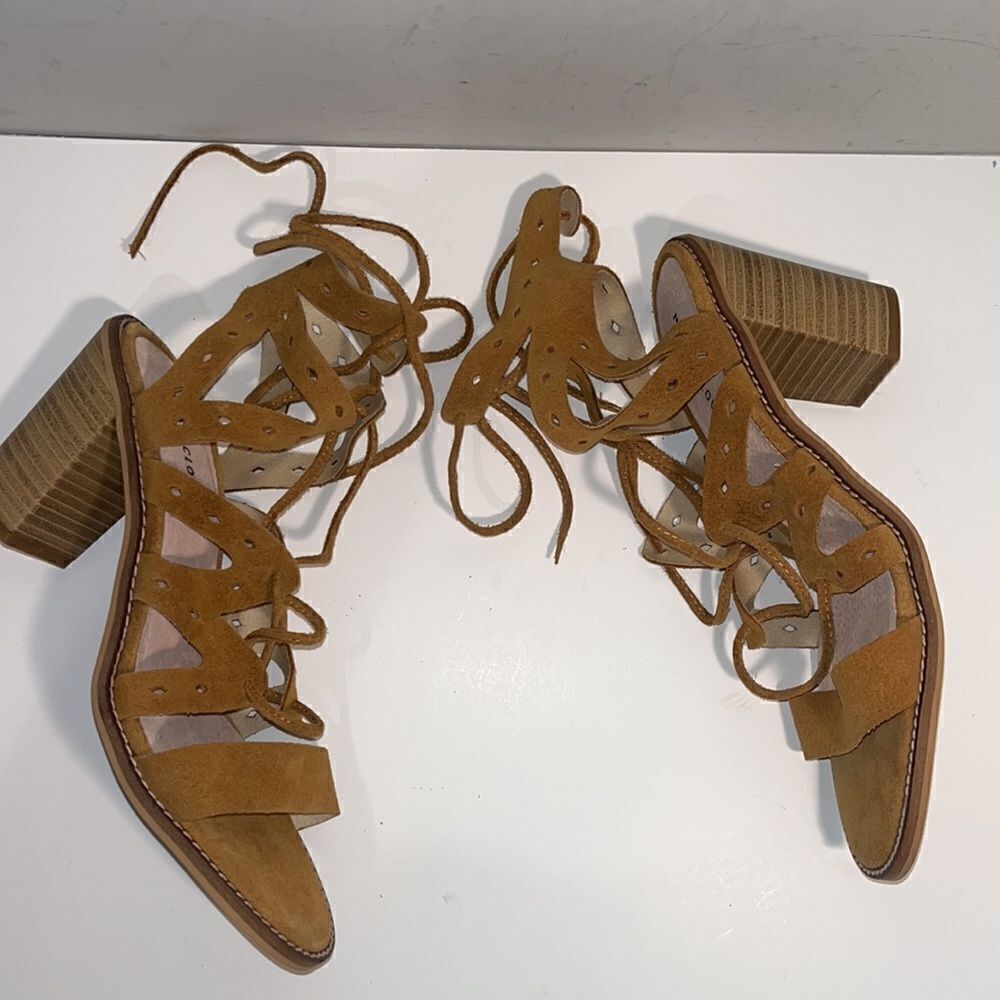 Anthropologie Musse & Cloud brown leather 4” cage lace up shoes